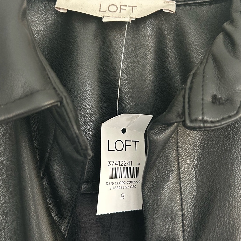 LOFT Black Faux Leather Shirt Dress - Picture 4 of 7